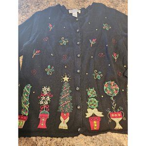 Heirloom Collectibles Christmas Cardigan Knit Sweater Women's Size Small Holiday